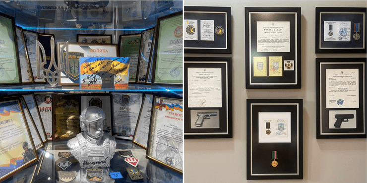 Почетная витрина в офисе Вячеслава Лысенко