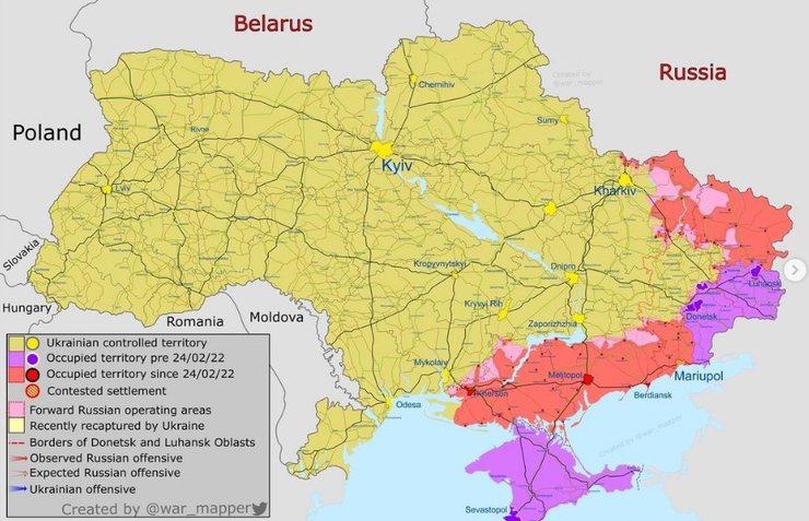 карта бойових дій, війна в Україні, карта бойових дій україна