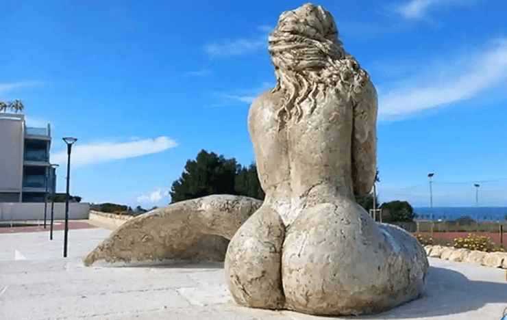 Русалка, статуя, статуя русалки, город, Италия, набережная