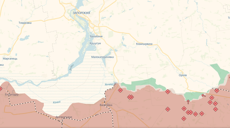 Запорожская область, Запорожское направление, линия фронта, карта, карта, DeepState