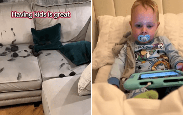 Дитина влаштувала бардак, маленький хлопчик, залишили одного, батько не побачив сина, залишили малюка, безлад у будинку, розкидав вугілля, TikTok