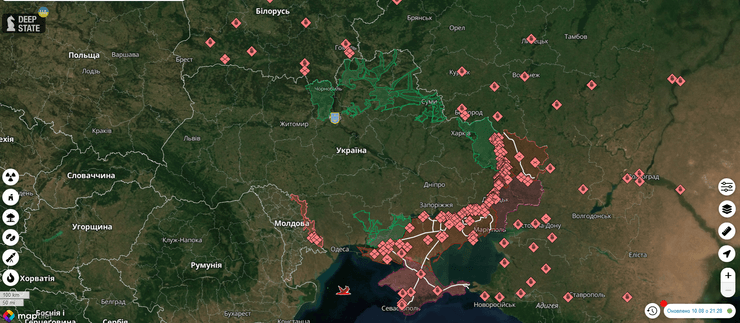 карта военных действий в Украине
