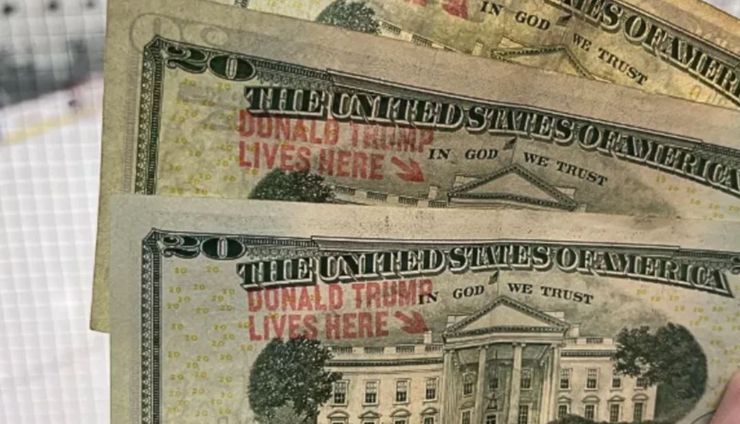 Доллары со штампом, фальшивые банкноты с надписями, курьезы, интересные истории из жизни, приколы