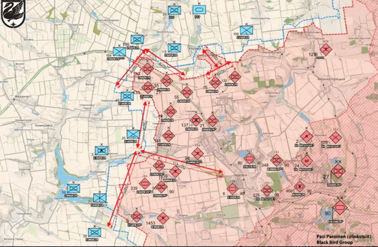 Ситуация возле Очеретино, карта