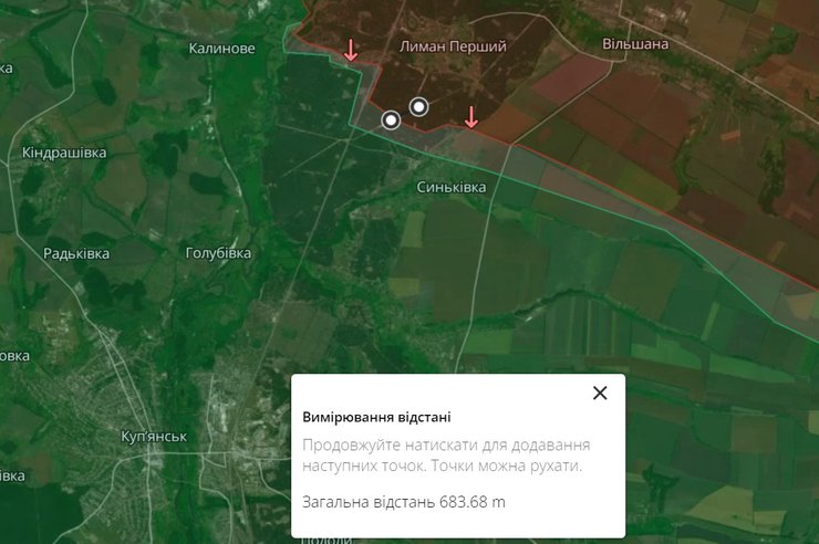 Купянское направление, карта