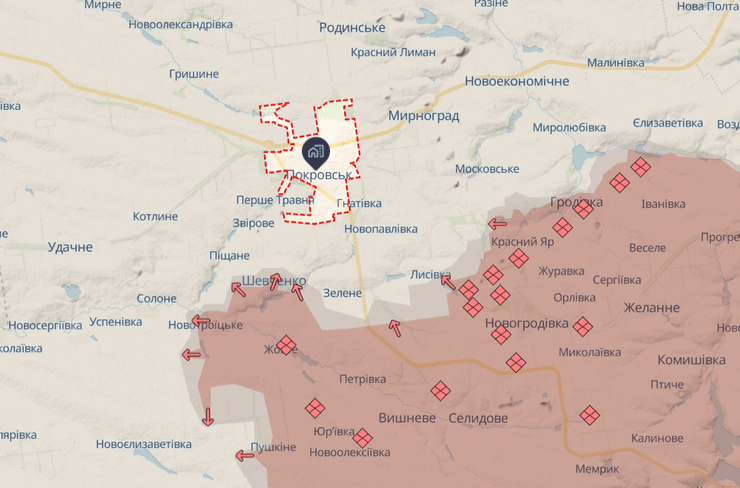 Карта боевых действий по состоянию на 10 декабря