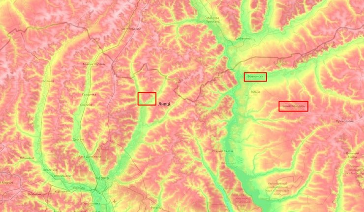 Наступление РФ на Харьков, Липцы, бои, 29 мая, карта, рельеф