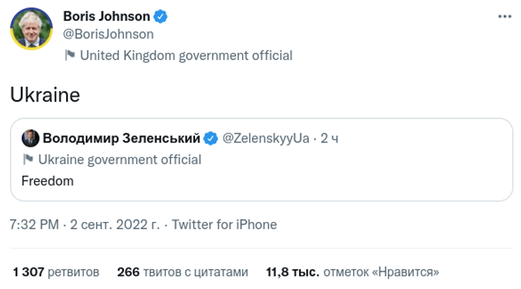 Борис Джонсон флешмоб акция Twitter Украина политики