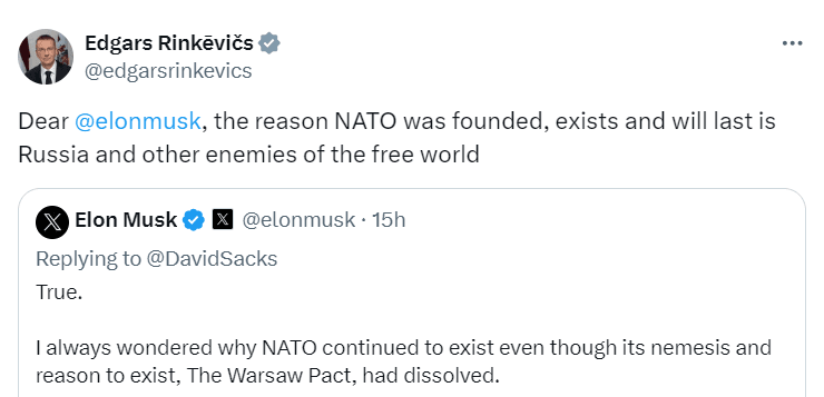 Ринкевичс ответил Маску