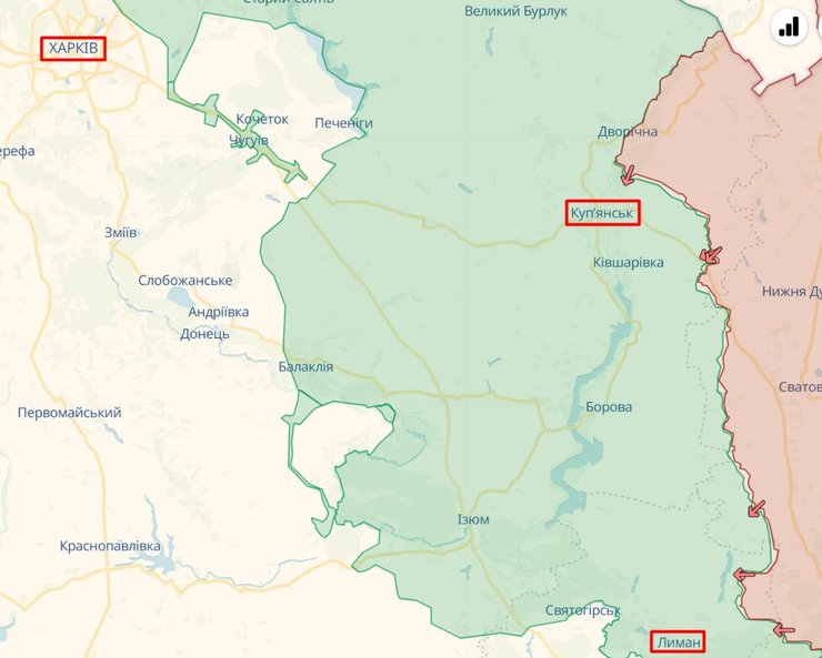 Наступление на Харьков, Купянск-Лиман, карта, 30 апреля