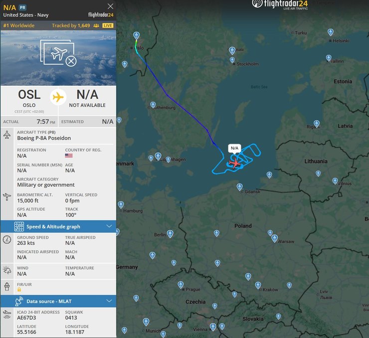 літак Boeing P-8 Poseidon схема польоту