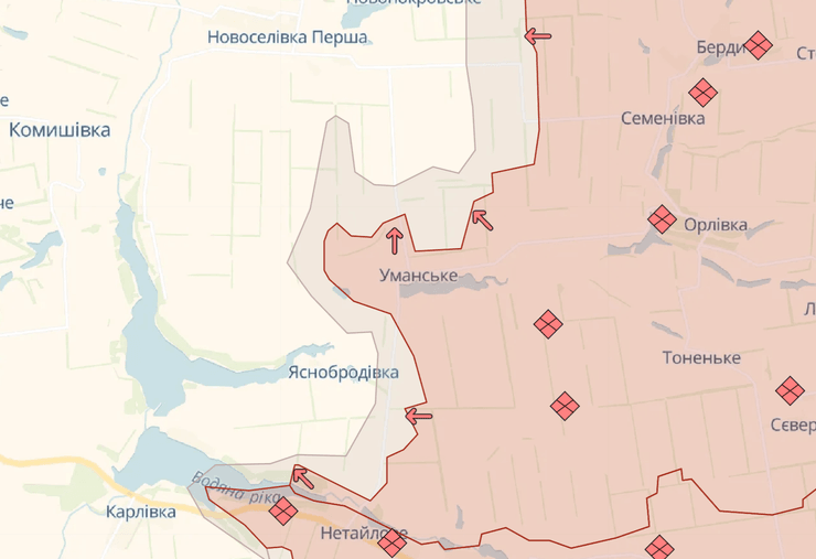 Карта Уманського на Донбасі