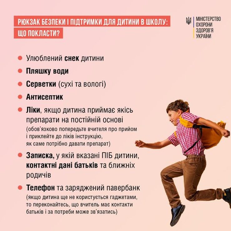 Обучение во время войны, рюкзак безопасности школьника