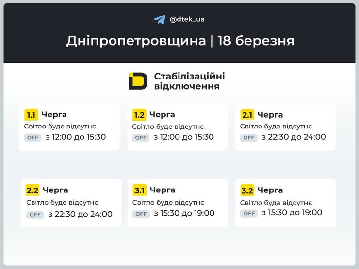 Отключения света в Украине 18 марта — ситуация по регионам