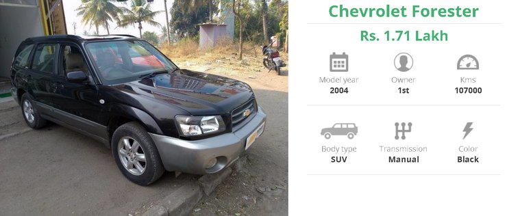 Зараз старі "Шеврестери" на вторинному ринку зустрічаються рідко і коштують недорого — в межах 1-3 лакхів (1 300-3 900 доларів за нинішнім курсом). Автомобіль на фото продається за 2 200 доларів