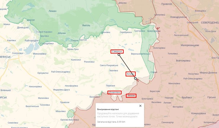 Бої на сході, Сіверський напрямок, 12 червня, карта