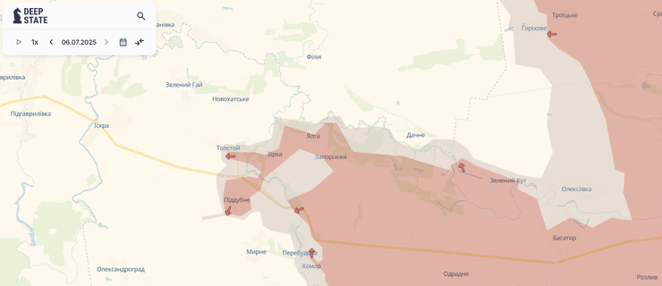 Окуповане село Піддубне на мапі DeepState