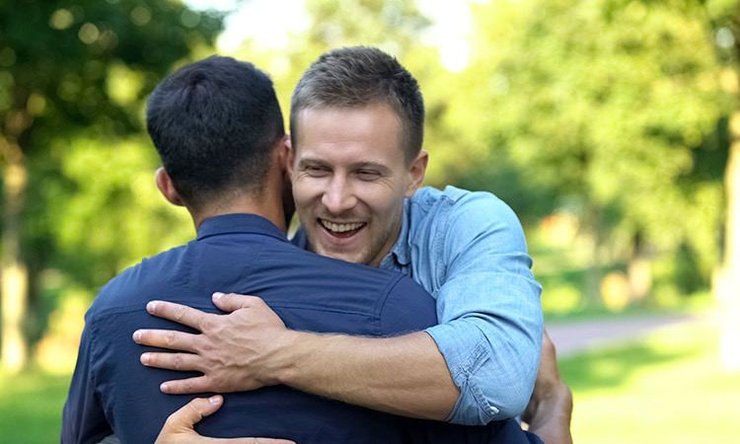 мужчины, объятие, изображение