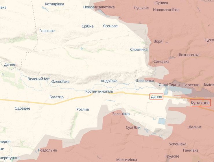 Кураховское направление, карта боевых действий, Донецкая область, наступление России, наступление ВС РФ