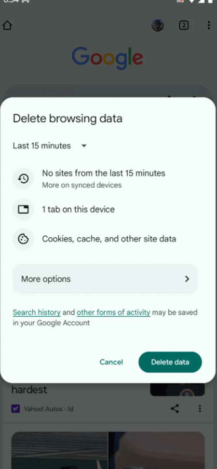 як очистити дані Google Chrome