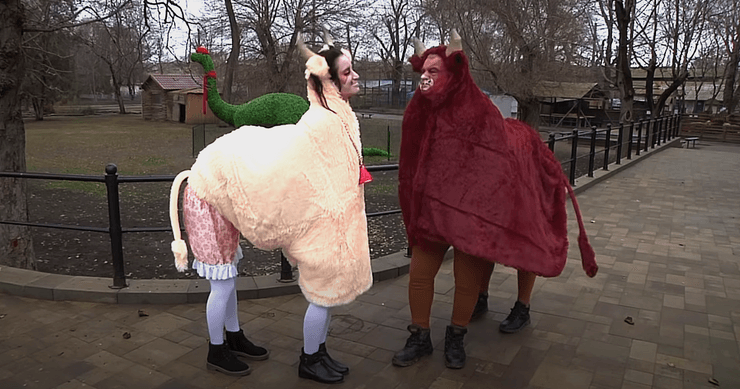 Игорь Беляков, бык, год быка, зоопарк, одесский, в костюме, новый год, поздравления