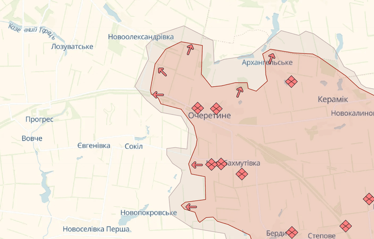 Очеретине на карті