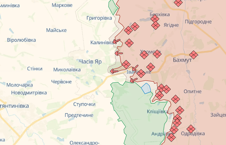 Бахмутский отрезок, карта