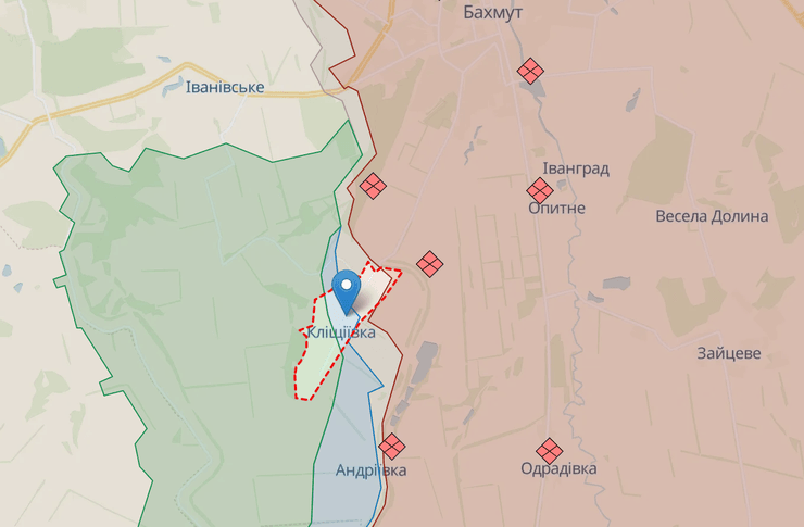 Кліщіївка карта, Кліщіївка Бахмут, Кліщіївка Донецька область, карта Донецької області