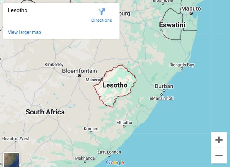 лесото, країна лесото, лесото карта