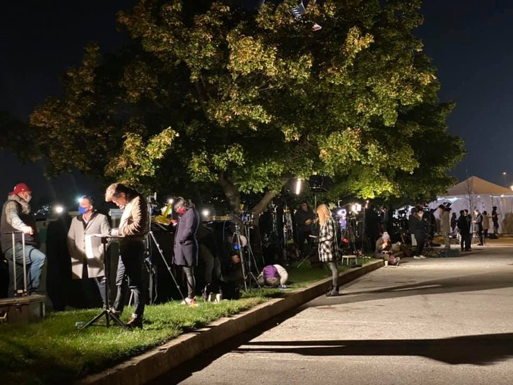 Журналисты под отелем, где остановился Джо Байден