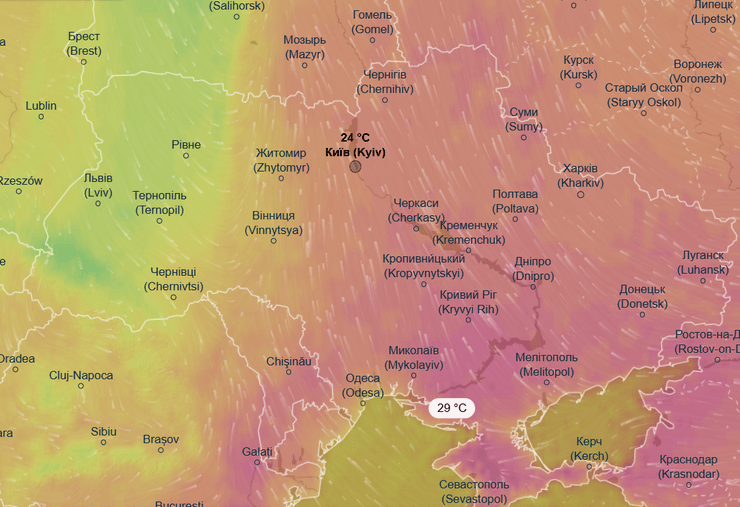 погода в Україні, тепло в Україні, спека в Україні, погода 24 травня, Ventusky