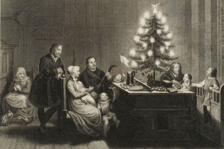 Мартин Лютер, елка, свечи