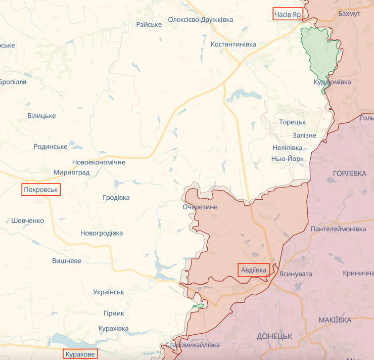 Покровск, Курахово, Часов Яр, Авдеевка, Часов Яр карта, Часов Яр Донецкая область, карта войны, карта боевых действий