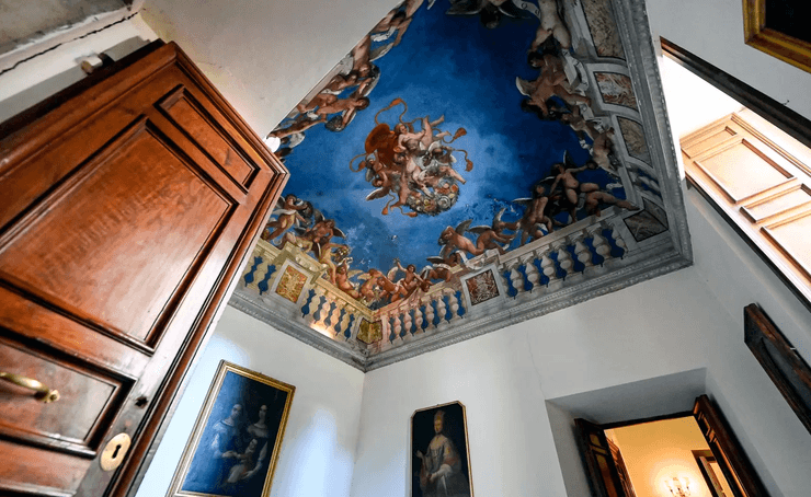 Потолок, фреска, вилла, дом, здание