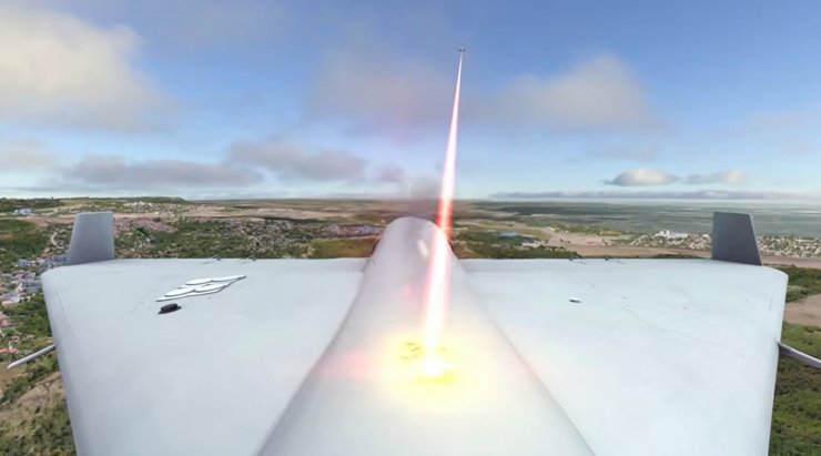 Скриншот відео роботи лазерної зброї XCalibur по Шахеду, комп'ютерна графіка Elbit Systems