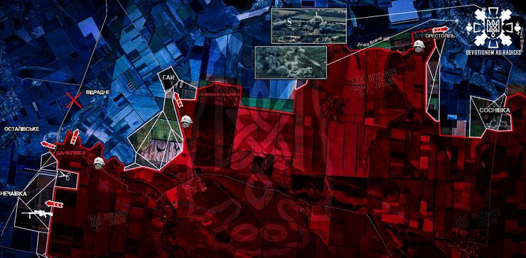 Карта боев за село Гай к северу от Гуляйполя, 14 ноября