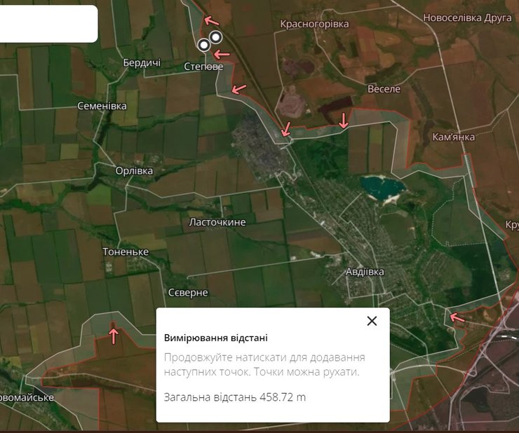 Бои под Авдеевкой, карта