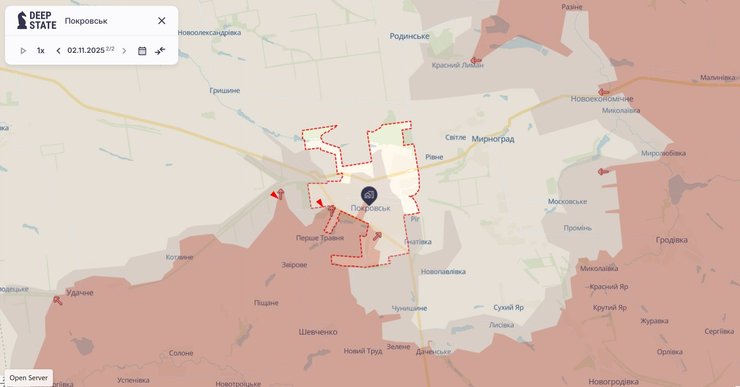 Карта бої у Покровську станом на 3 листопада
