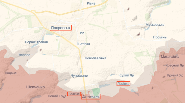 Літній наступ РФ на Покровськ на карті бойових дій