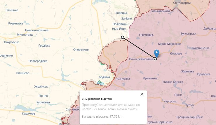 Можливе місце влучання у Горлівці