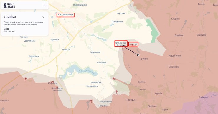 ЗС РФ просунулись на 3 км під Костянтинівкою 26 серпня
