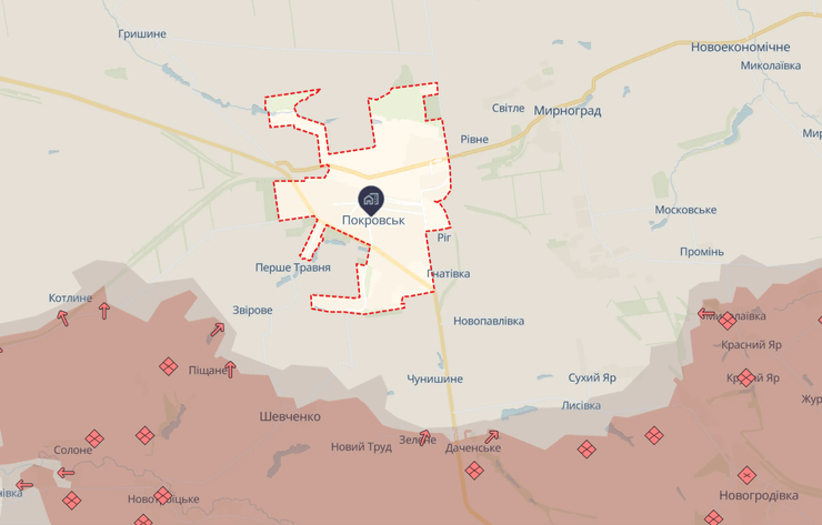 Покровськ, Покровський напрямок, DeepState, карта, мапа, ситуація на фронті