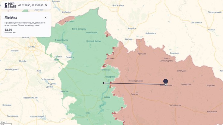 Відстань до Білокуракіного, яку пролетіли дрони СБУ 19 серпня