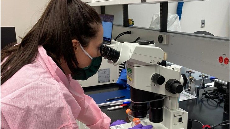 ученый, микроскоп, лаборатория, фото