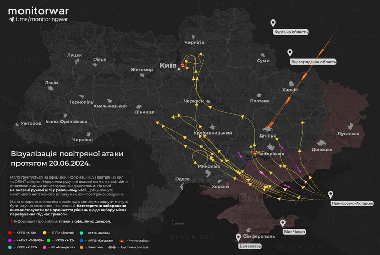 Карта маршрута воздушных целей РФ