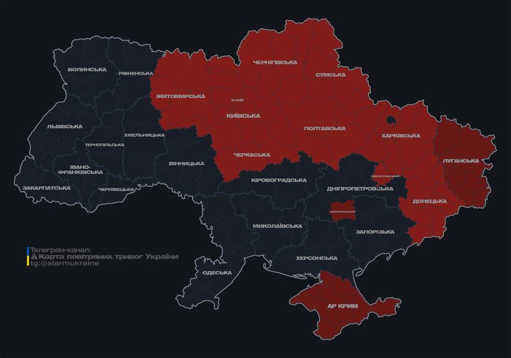 тривога Україна, повітряна тривога, карта тривог
