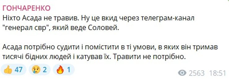Отравление Асада, Гончаренко об Асаде, Гочаренко о вбросе, Гочаренко о Соловьеве