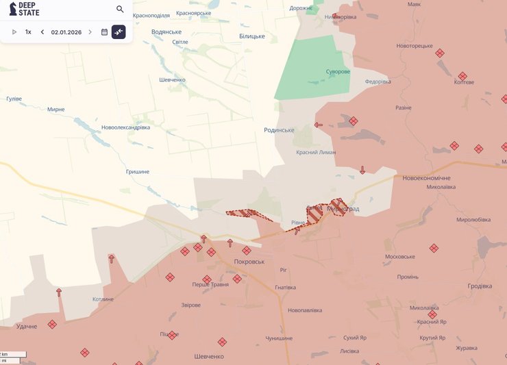 Карта боїв Покровськ