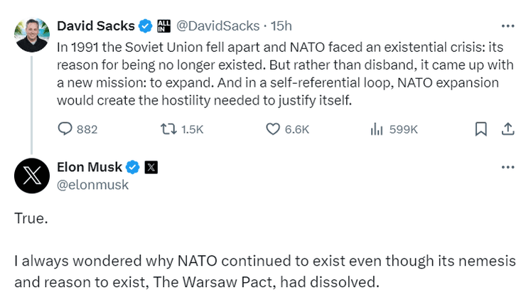 Илон Маск не видит смысла в существовании НАТО