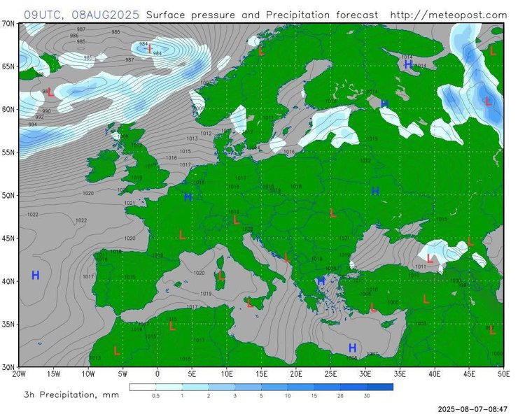 Антициклон спричинить суху погоду в Україні 8 серпня